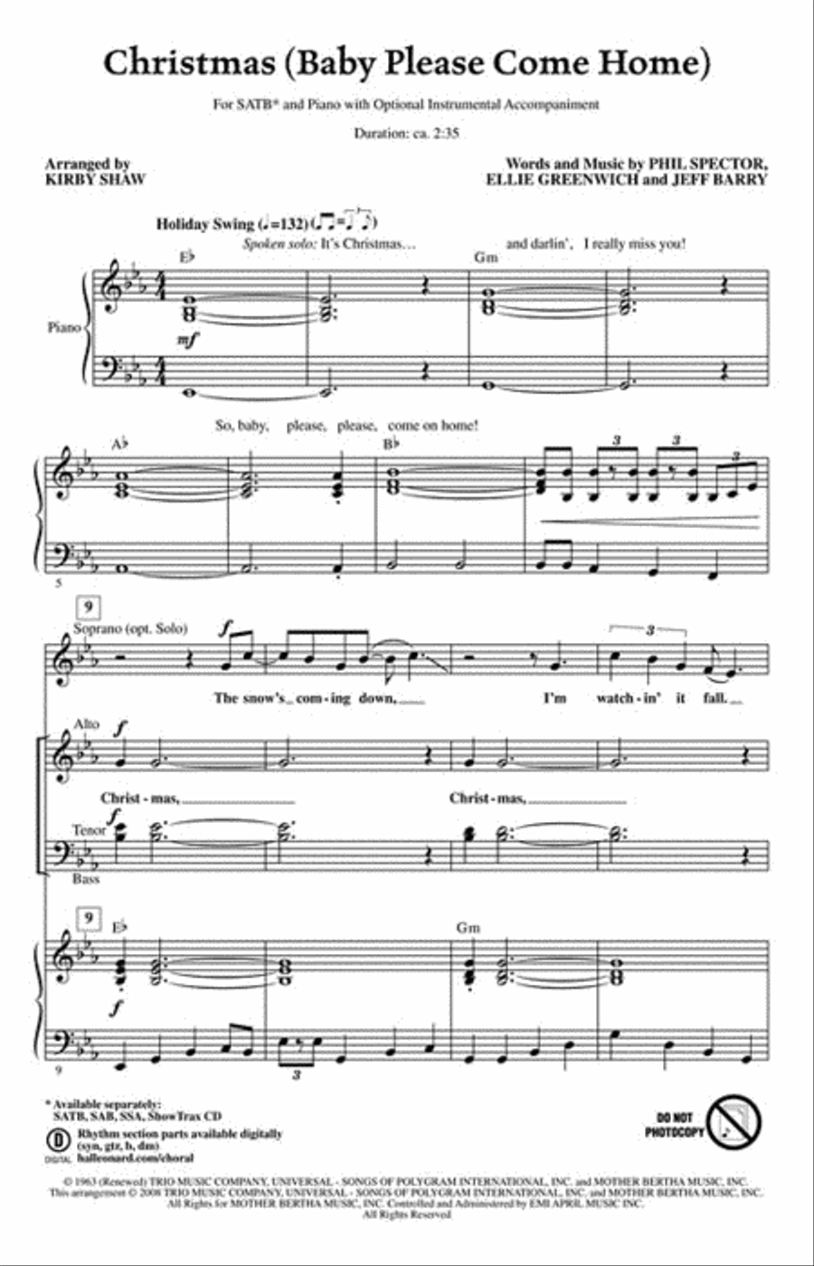 Christmas (Baby Please Come Home) 4-Part scores gallery preview page 2