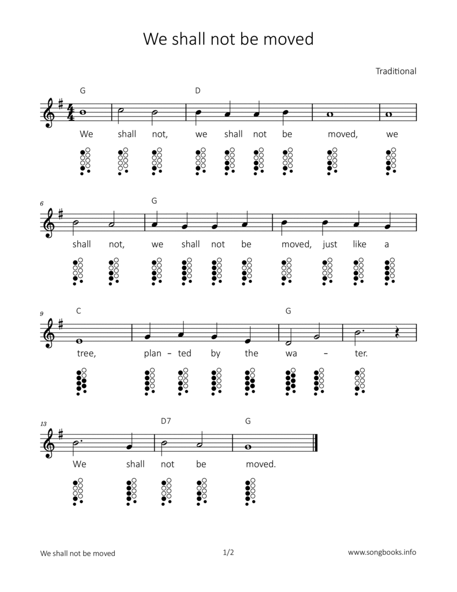 We shall not be moved ocarina scores gallery preview page 1