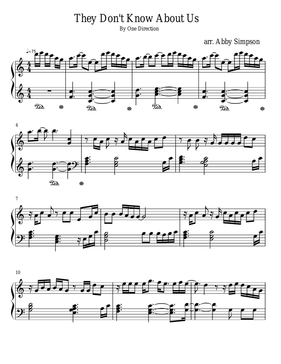 They Don't Know About Us Piano Solo scores gallery preview page 1