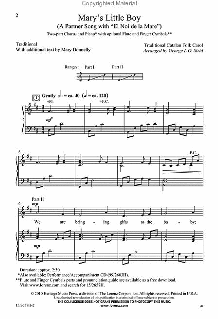 Mary's Little Boy 2-Part scores gallery preview page 2