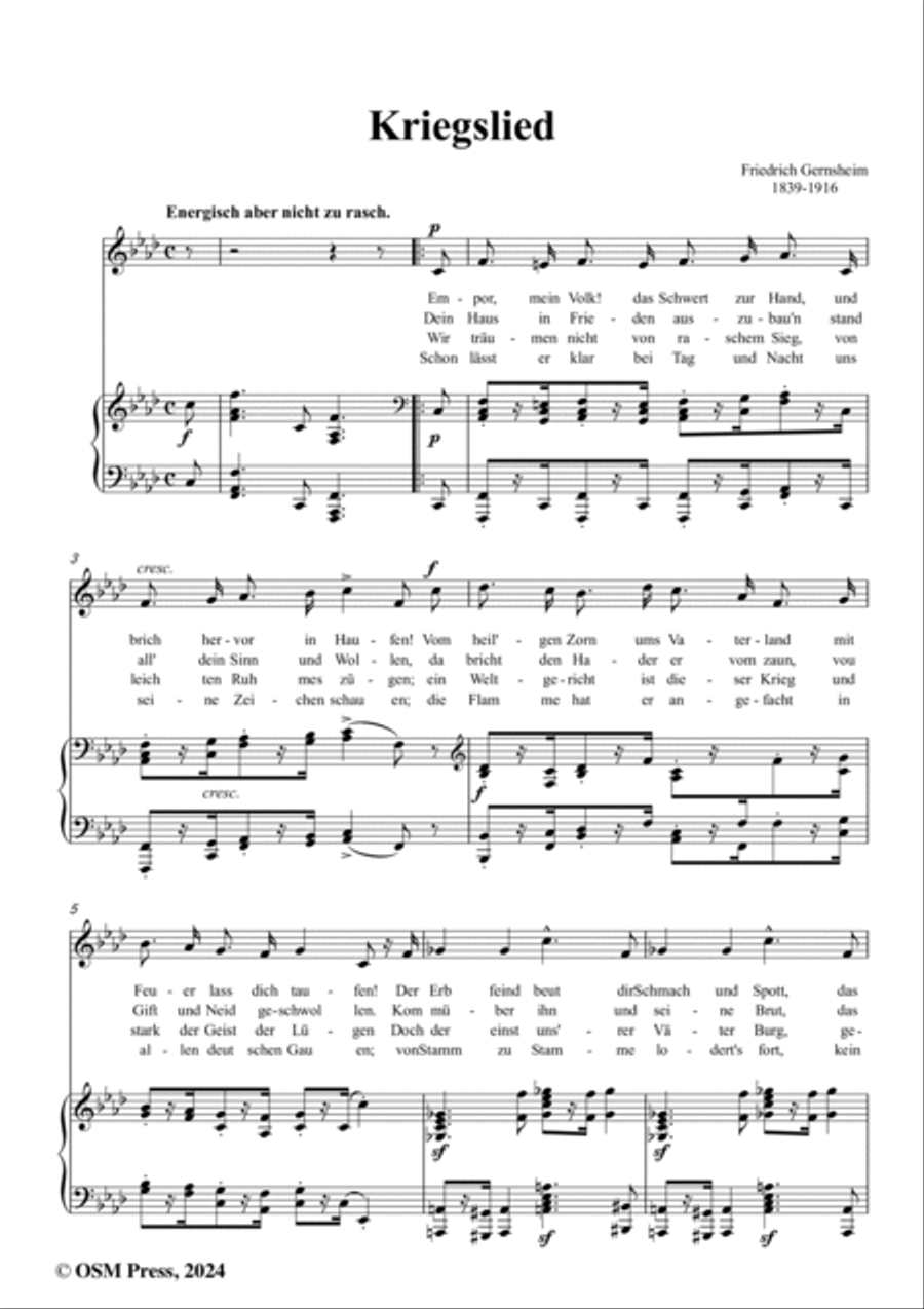 Gernsheim-Kriegslied(Empor,mein volk!),in f minor Voice scores gallery preview page 2