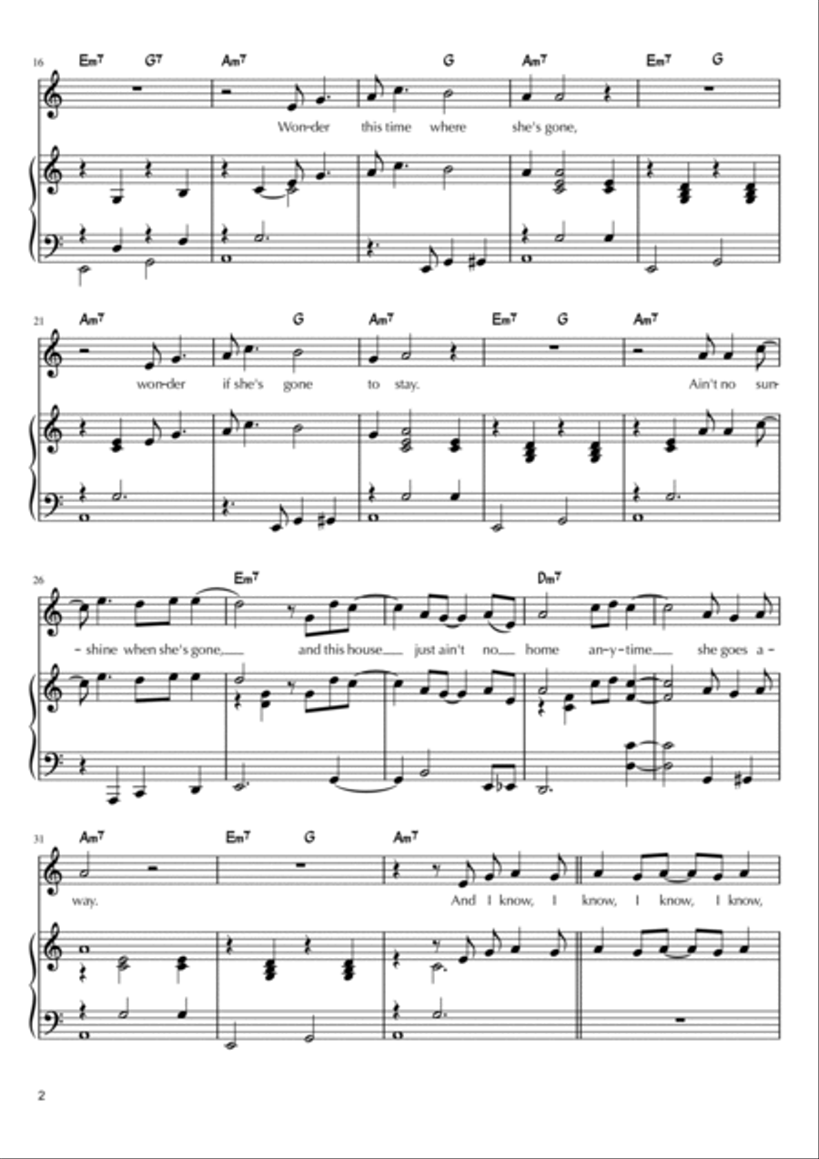 Ain't No Sunshine Piano, Vocal, Guitar scores gallery preview page 2