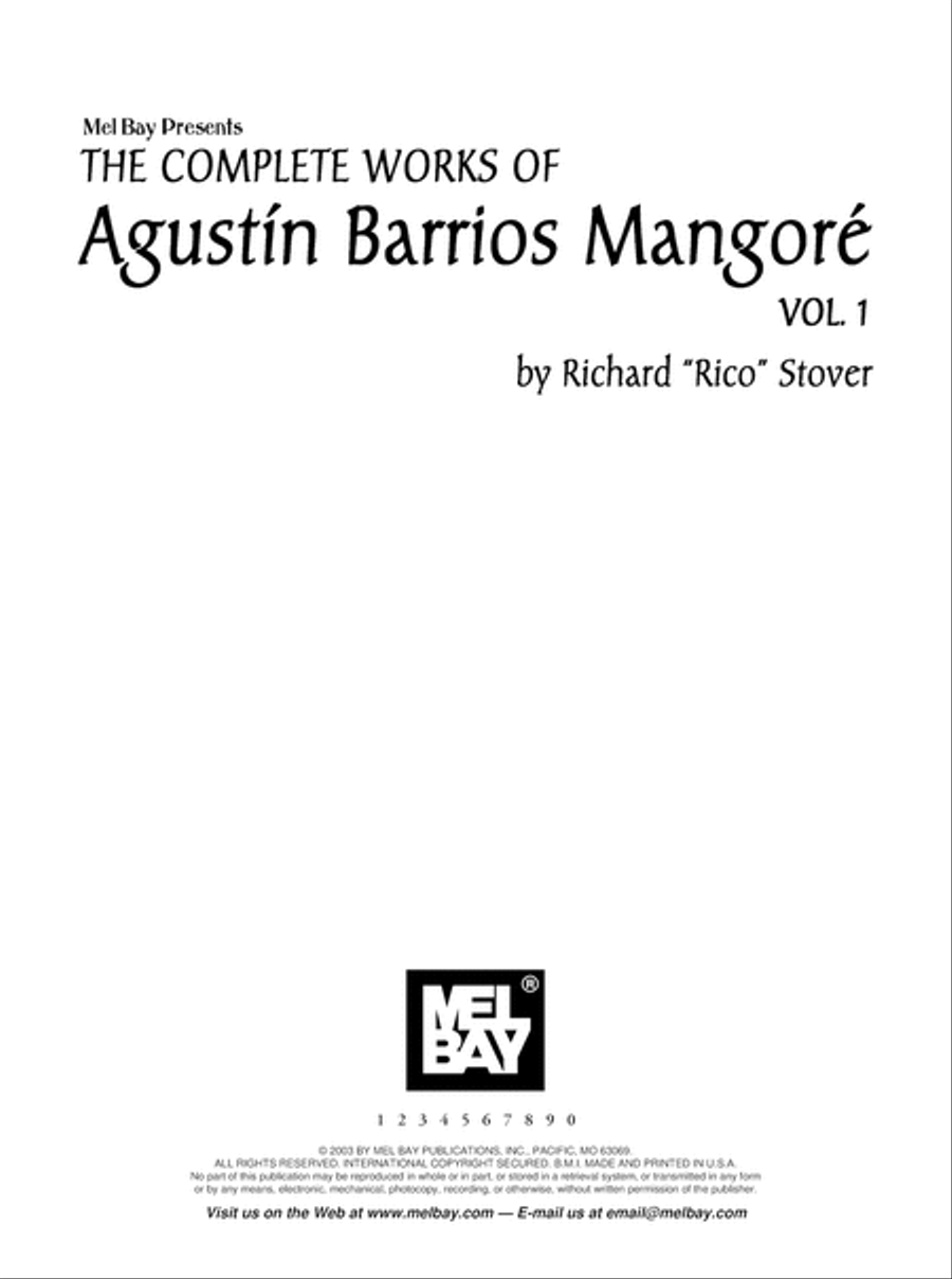 The Complete Works of Agustin Barrios Mangore for Guitar Vol. 1 Acoustic Guitar scores gallery preview page 7