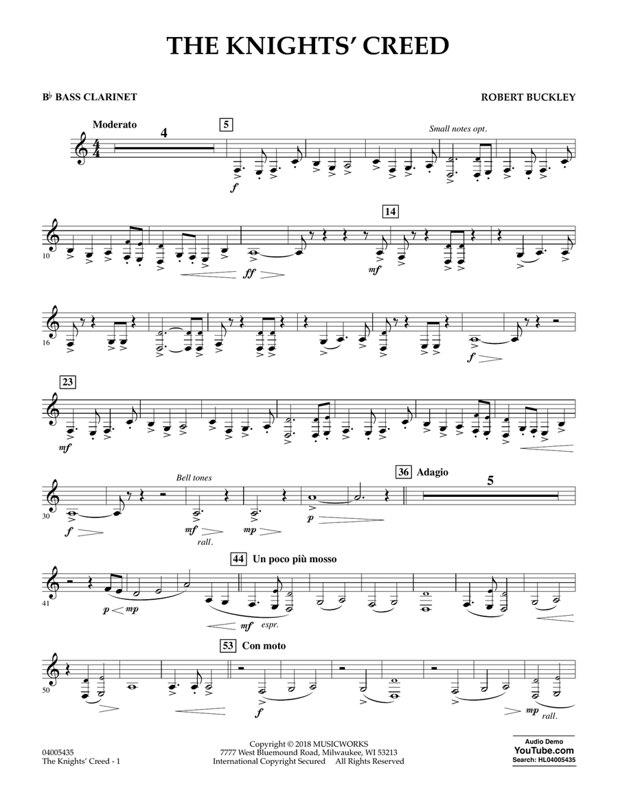 The Knights' Creed - Bb Bass Clarinet Concert Band scores gallery preview page 1