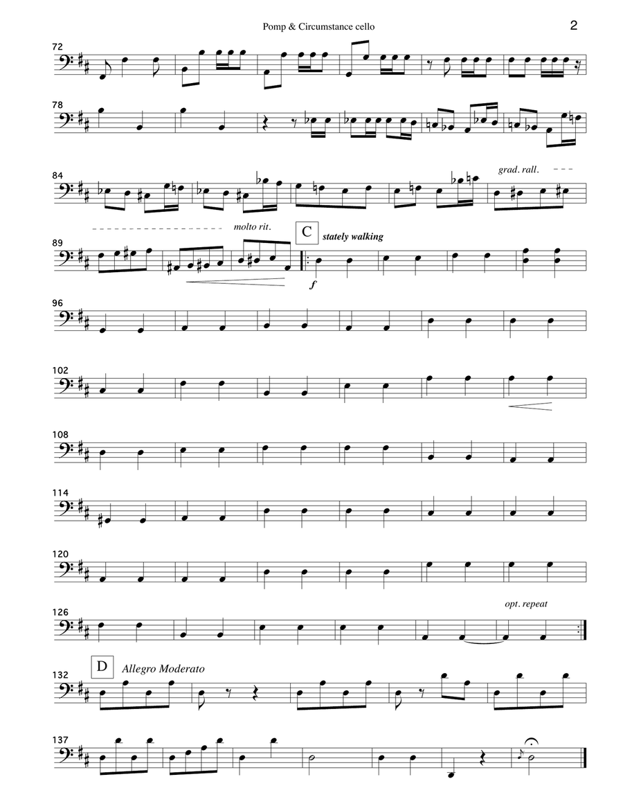 Pomp and Circumstance March no. 1 (graduation) string quartet String Quartet scores gallery preview page 4