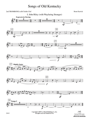 Songs of Old Kentucky: (wp) 2nd B-flat Trombone T.C.