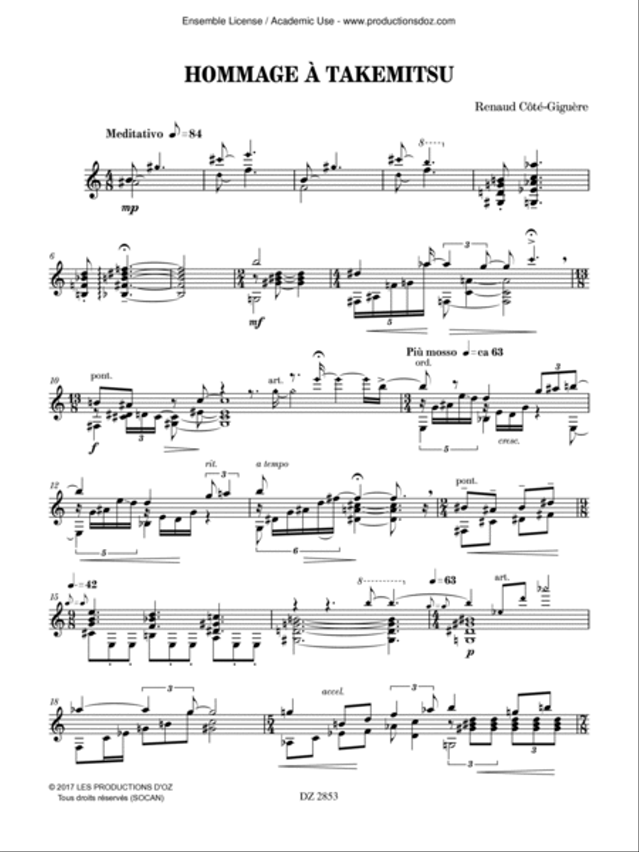 Hommage à Takemitsu Hommage à Takemitsu Classical Guitar scores gallery preview page 3