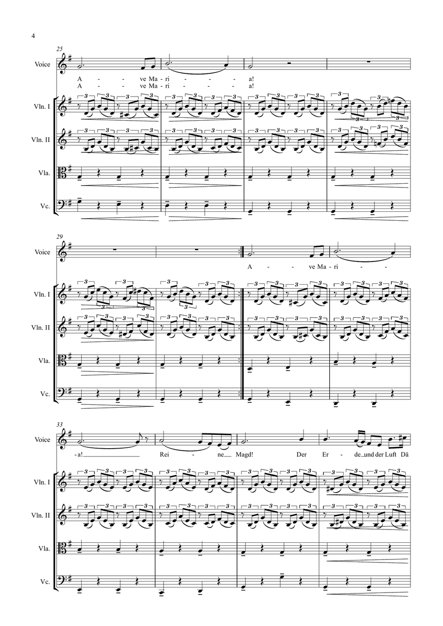 Ave Maria for Voice and String Quartet String Quartet scores gallery preview page 4