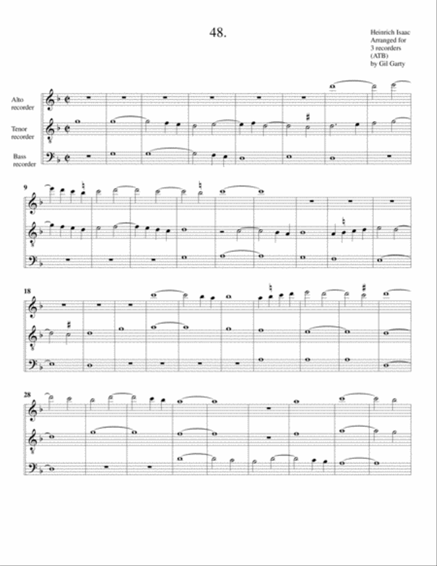 Instrumental trio no.48 (no title) (arrangement for 3 recorders) Recorder scores gallery preview page 1