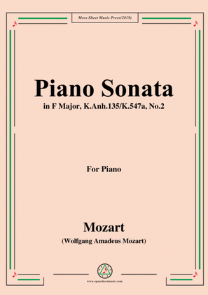 Book cover for Mozart-Piano Sonata in F Major,K.Anh.135(K.547a),No.1,Allegro