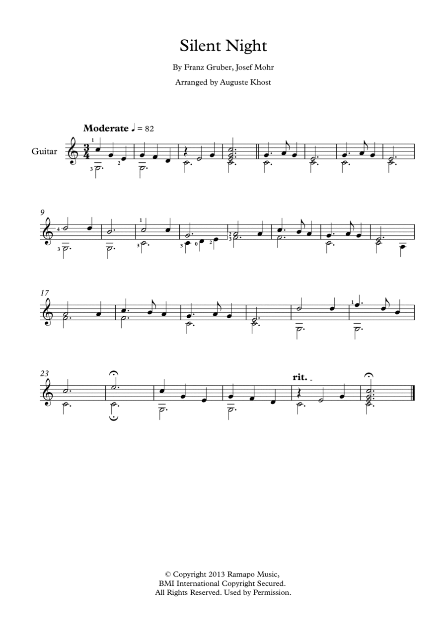 Silent Night Acoustic Guitar scores gallery preview page 1