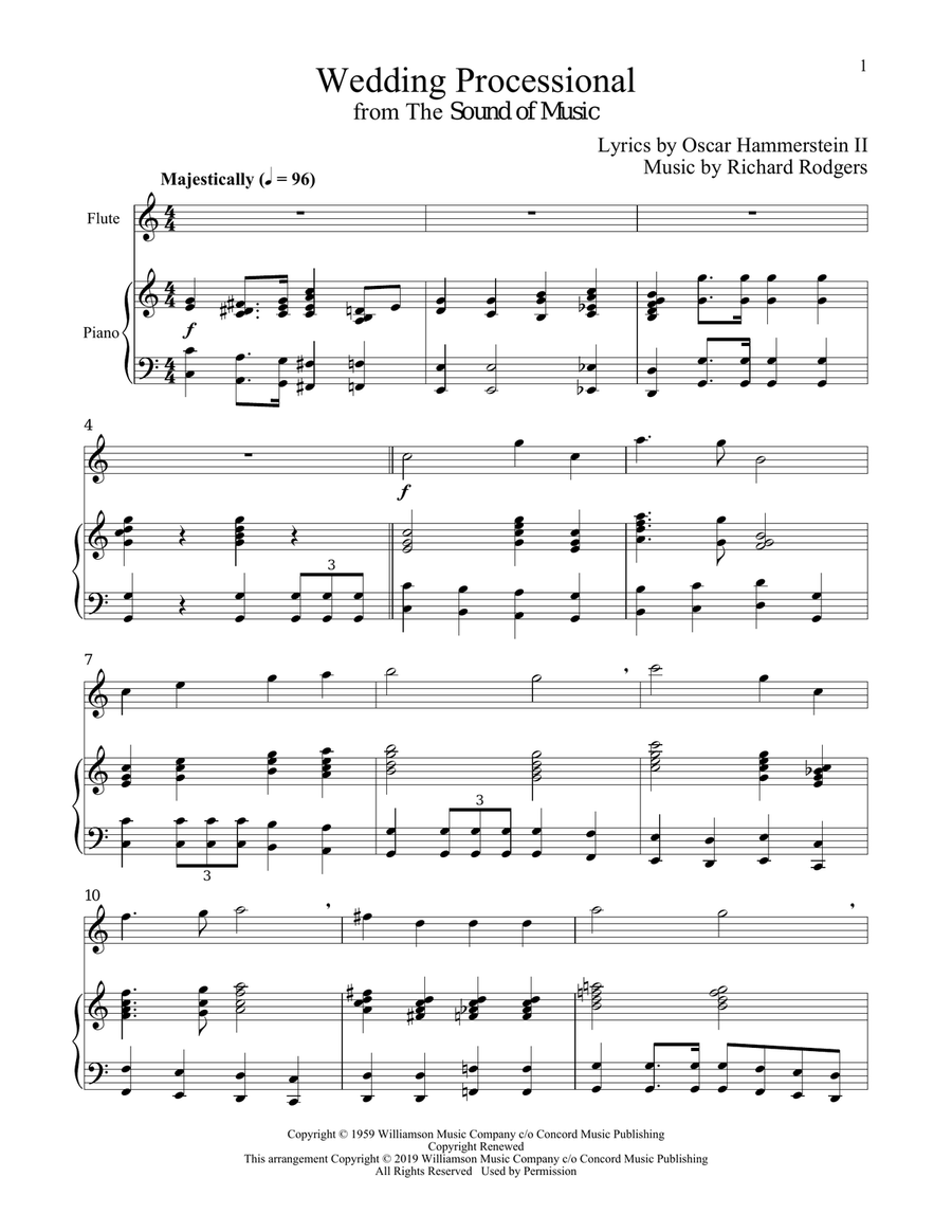 Wedding Processional (from The Sound of Music) Flute Solo scores gallery preview page 1