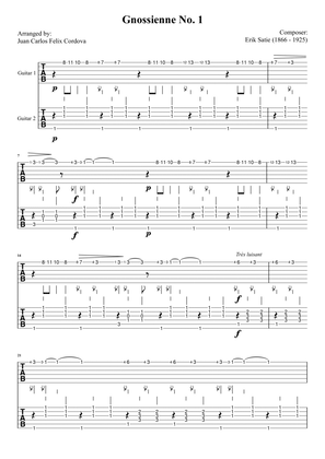 Gnossienne No. 1 for 2 guitars (Tab)
