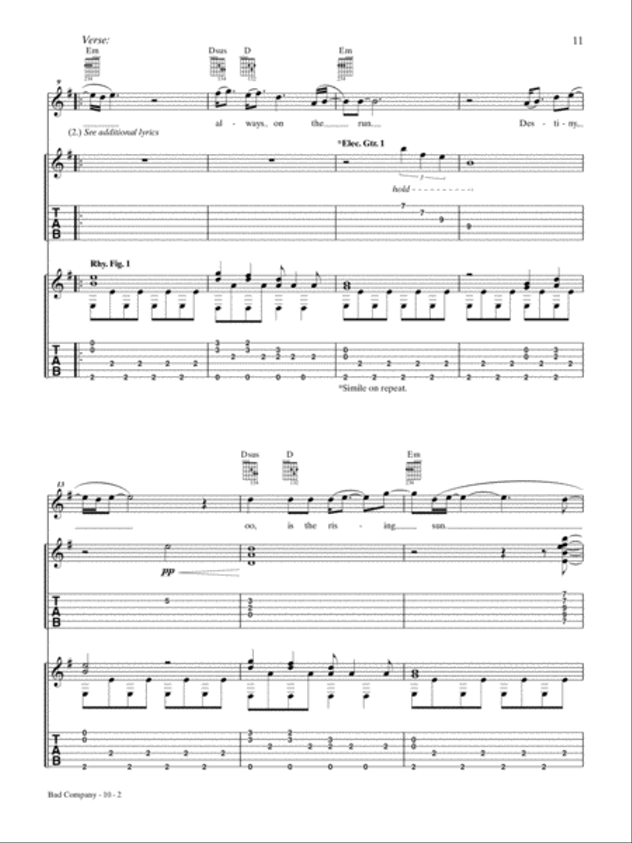 Bad Company Guitar Tablature scores gallery preview page 2