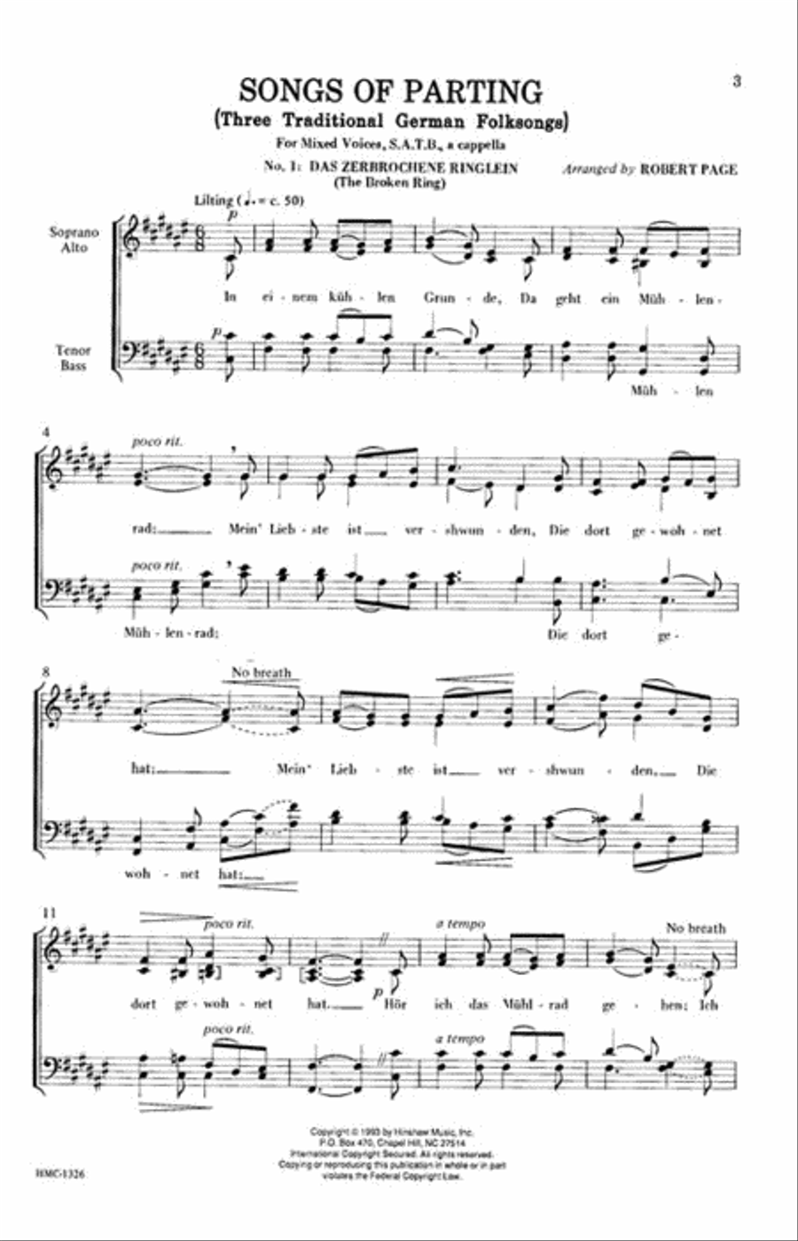 Songs of Parting (Three Traditional German) Divisi scores gallery preview page 2