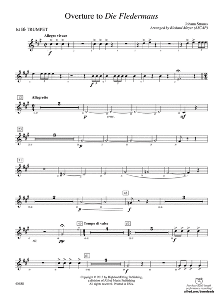 Overture to Die Fledermaus: 1st B-flat Trumpet