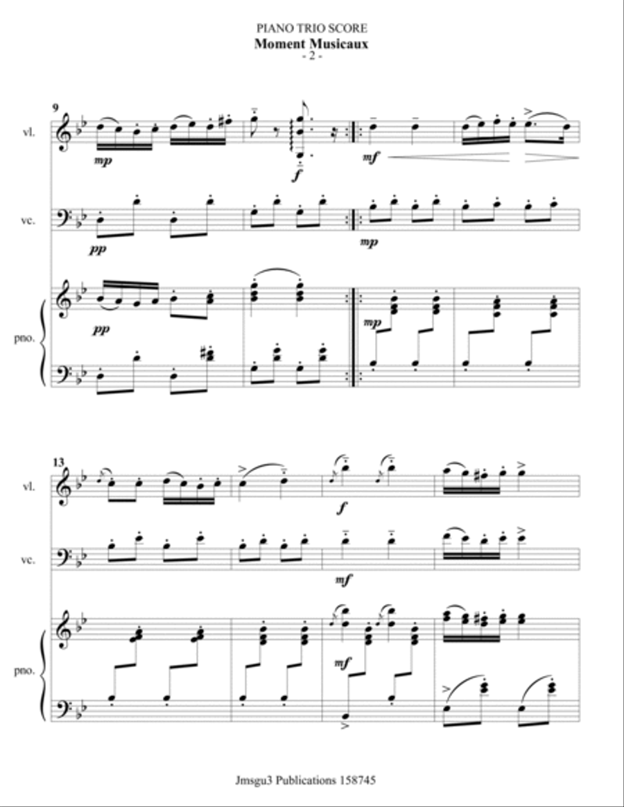 Schubert: Moment Musicaux for String Trio String Trio scores gallery preview page 2