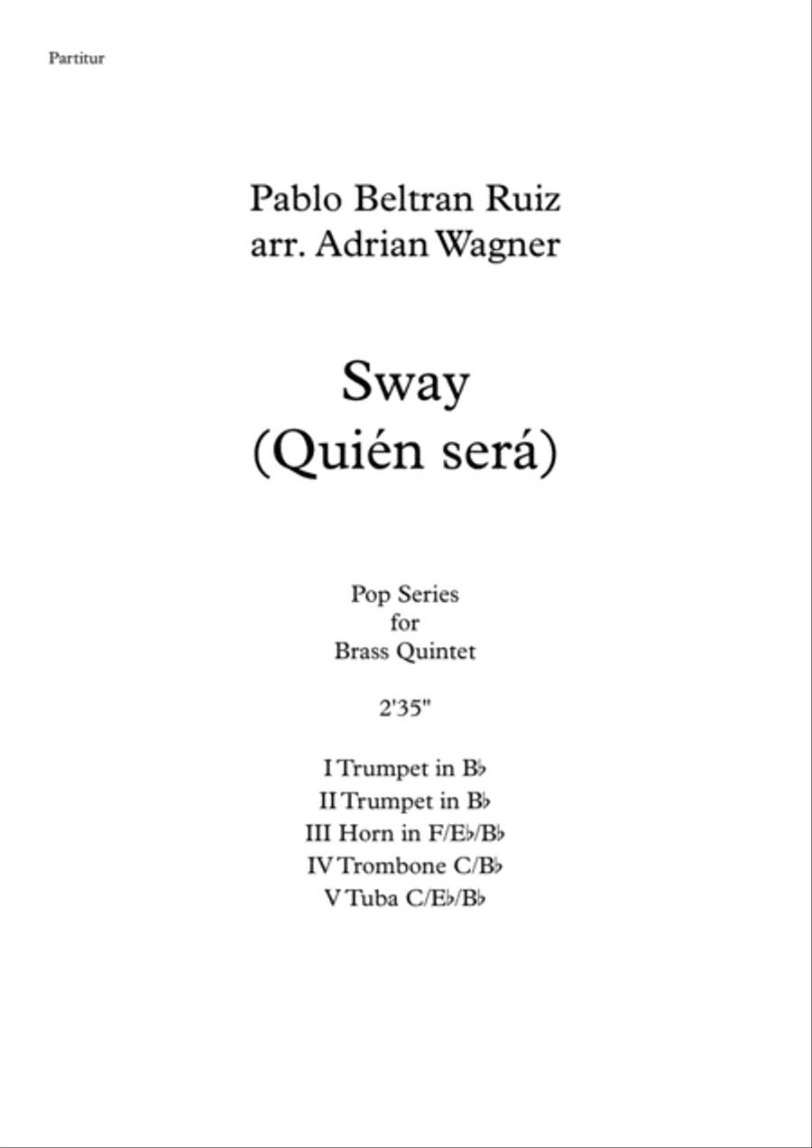 Sway (Quien Sera) Brass Quintet scores gallery preview page 2