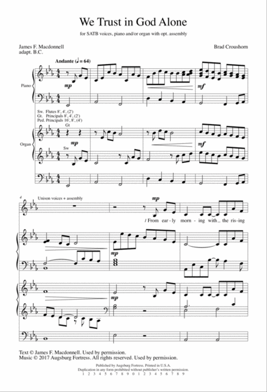 We Trust in God Alone 4-Part scores gallery preview page 2