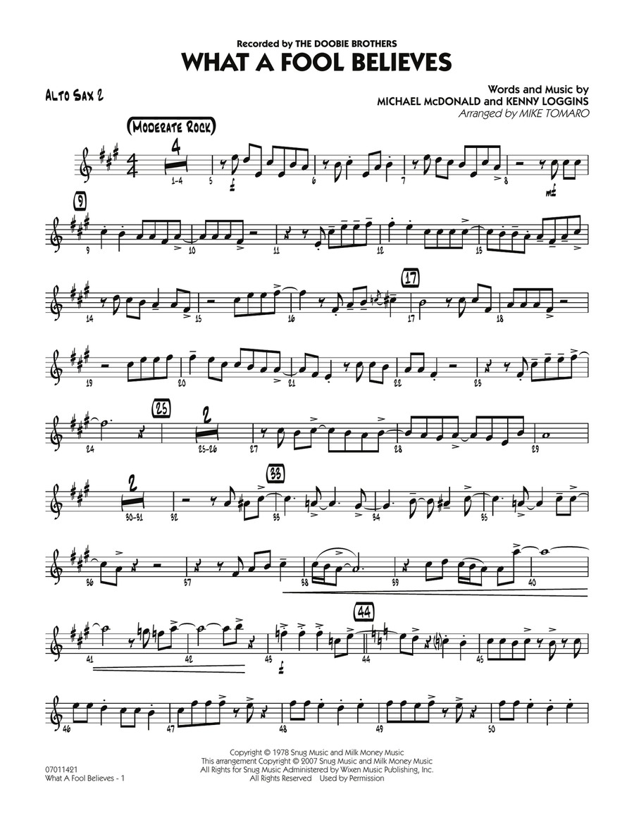 What A Fool Believes - Alto Sax 2 Jazz Ensemble scores gallery preview page 1