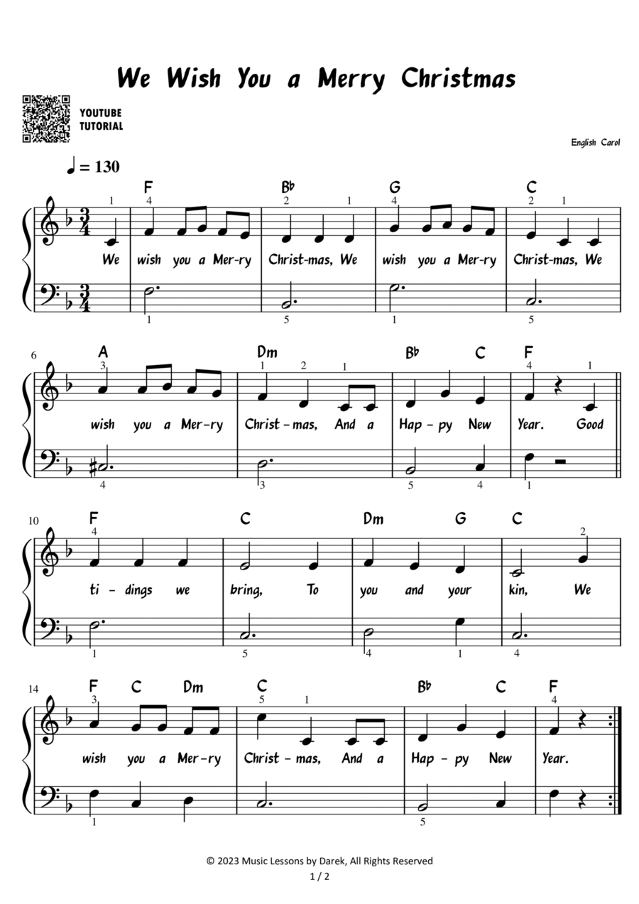 We Wish You a Merry Christmas - Christmas Carol [EASY PIANO]