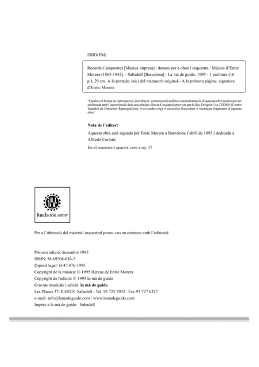 Records campestres. Danses per a oboè i orquestra Full Orchestra scores gallery preview page 4