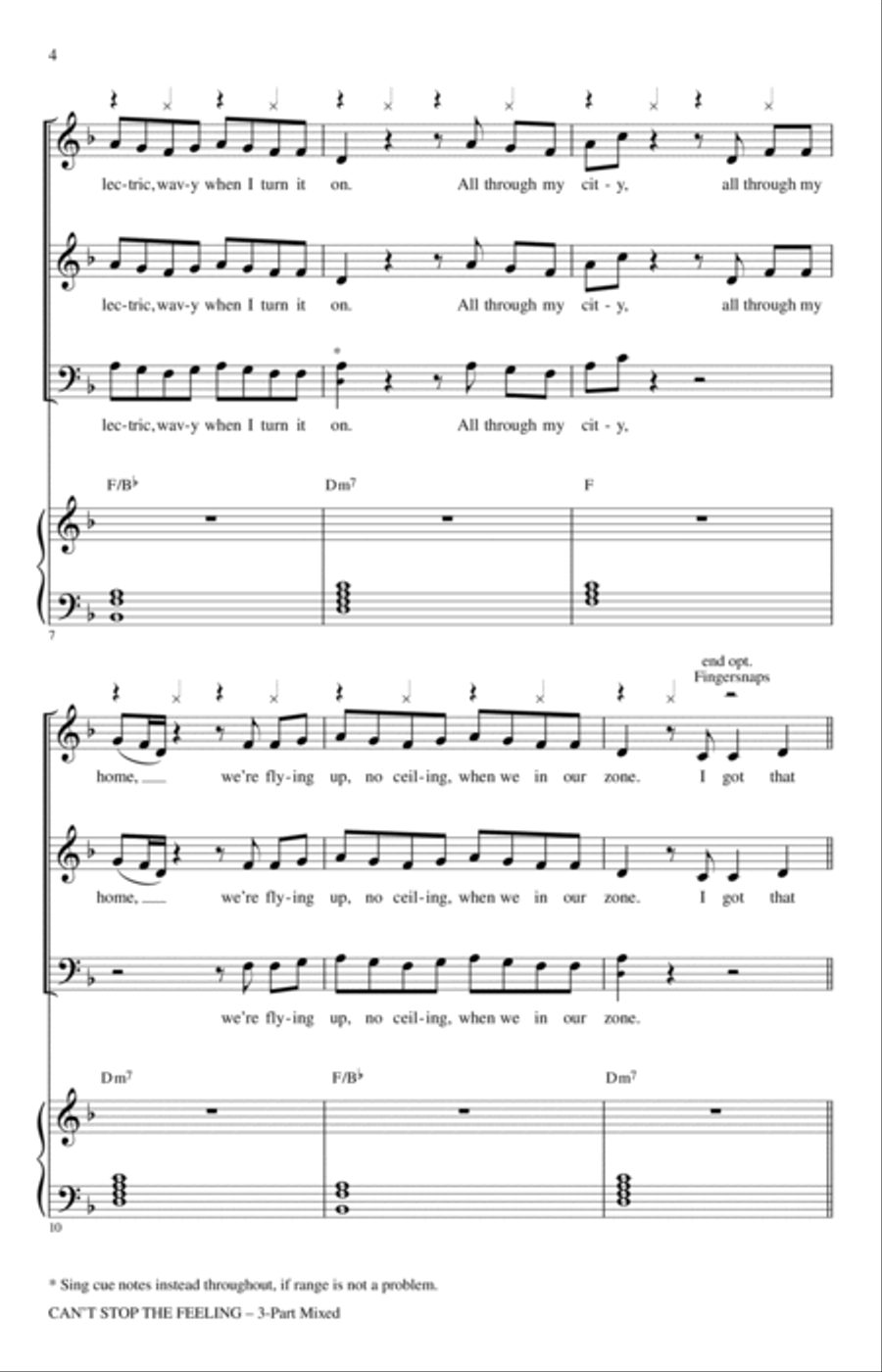 Can't Stop The Feeling (from Trolls) (arr. Audrey Snyder) 3-Part scores gallery preview page 2