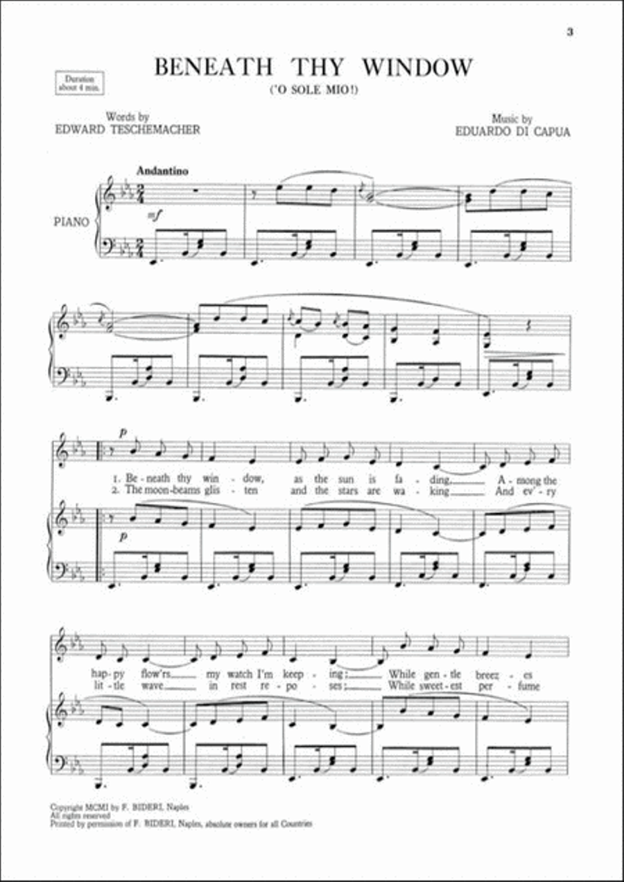 O Sole Mio Eng-It-Neap Song Key Ef - Voice Solo scores gallery preview page 2