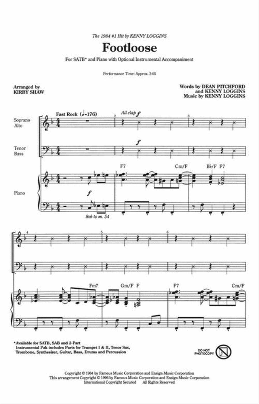 Footloose Footloose 4-Part scores gallery preview page 3