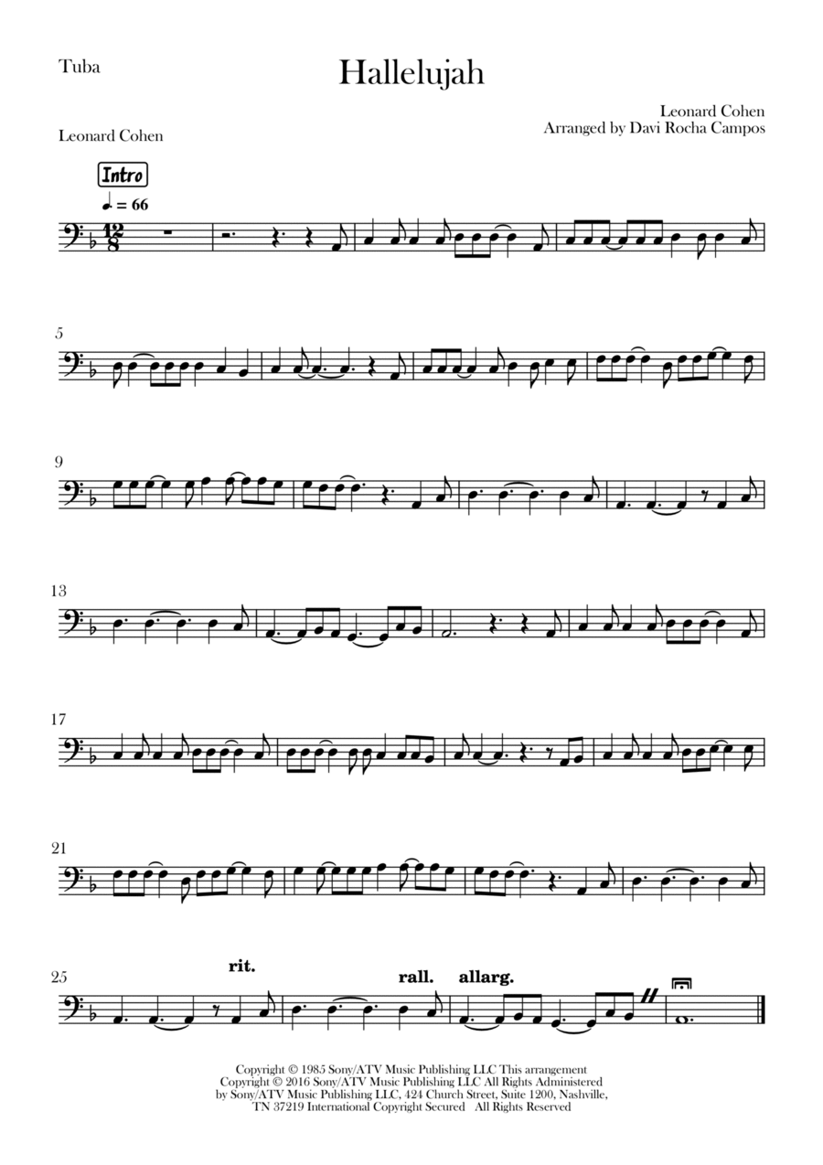 Hallelujah Hallelujah Tuba scores gallery preview page 1