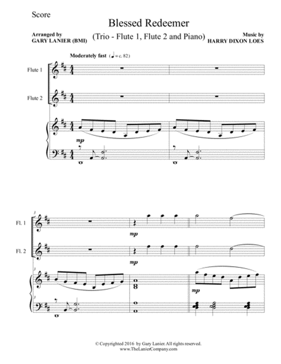 BLESSED REDEEMER (Trio – Flute 1, Flute 2 & Piano with Score/Parts) image number null