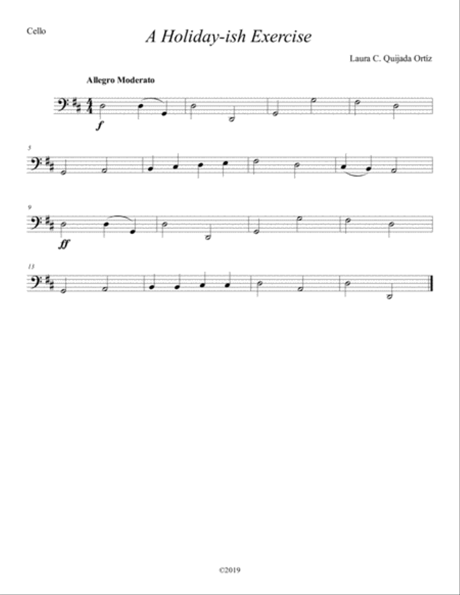 A Holidayish Exercise, for beginning string orchestra. SCORE & PARTS. String Orchestra scores gallery preview page 1
