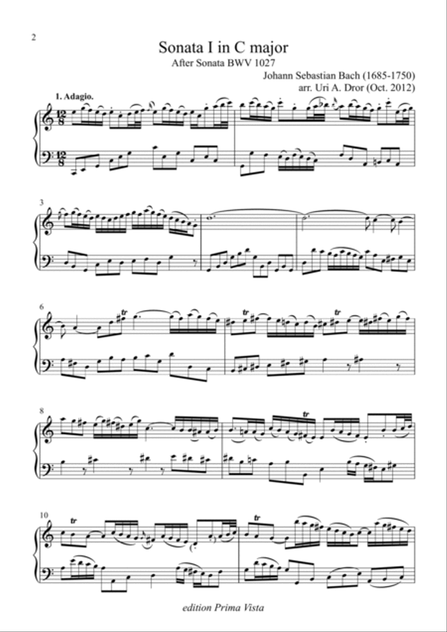 J. S. Bach, Three Sonatas for Alto Recorder & Harpsichord BWV 1027-1029 (harpsichord part) Chamber Music scores gallery preview page 2