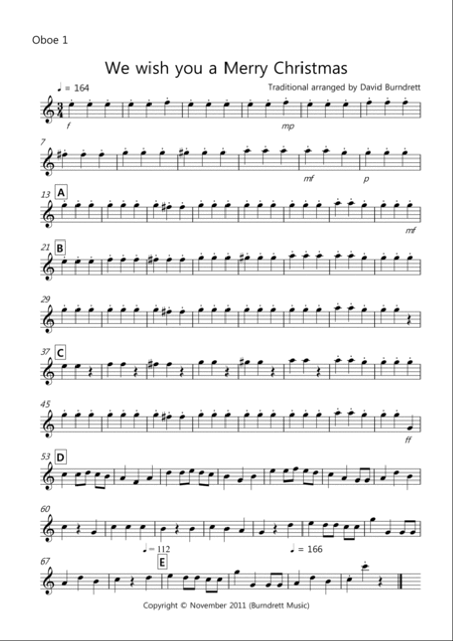 We wish you a Merry Christmas for Double Reed Quartet Bassoon scores gallery preview page 4