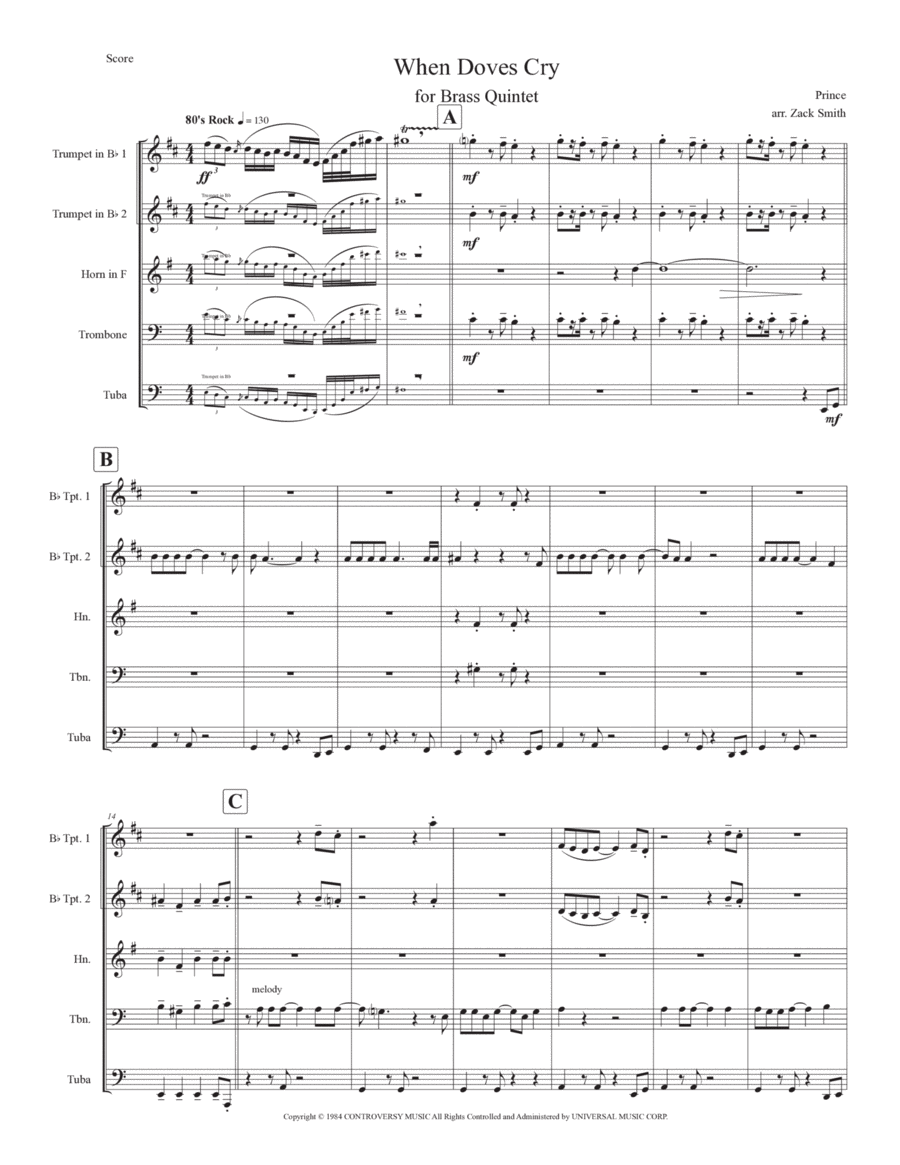 When Doves Cry When Doves Cry School and Community scores gallery preview page 1