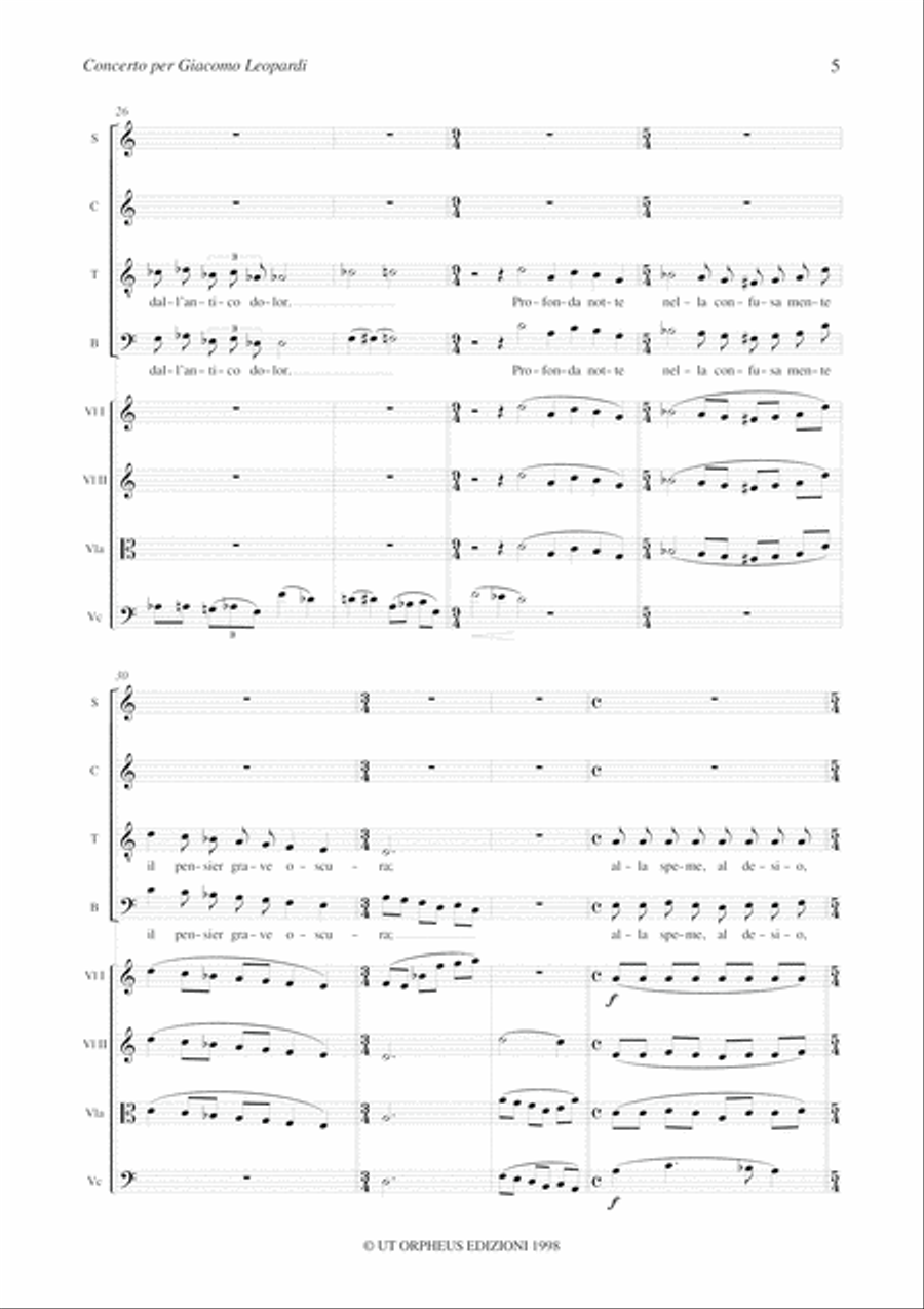 Concerto for Giacomo Leopardi for Choir and String Quartet (1996-97) Choir scores gallery preview page 5