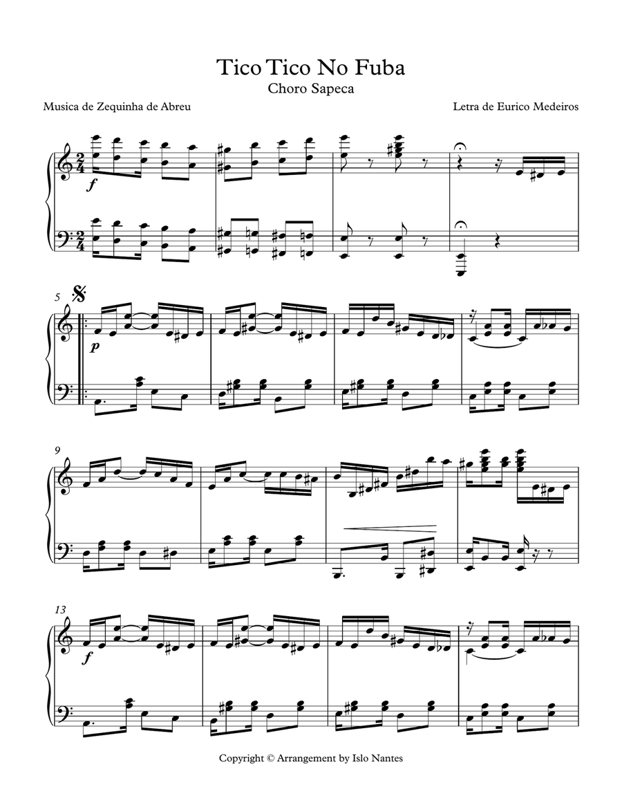 Tico Tico No Fuba Piano Solo scores gallery preview page 1