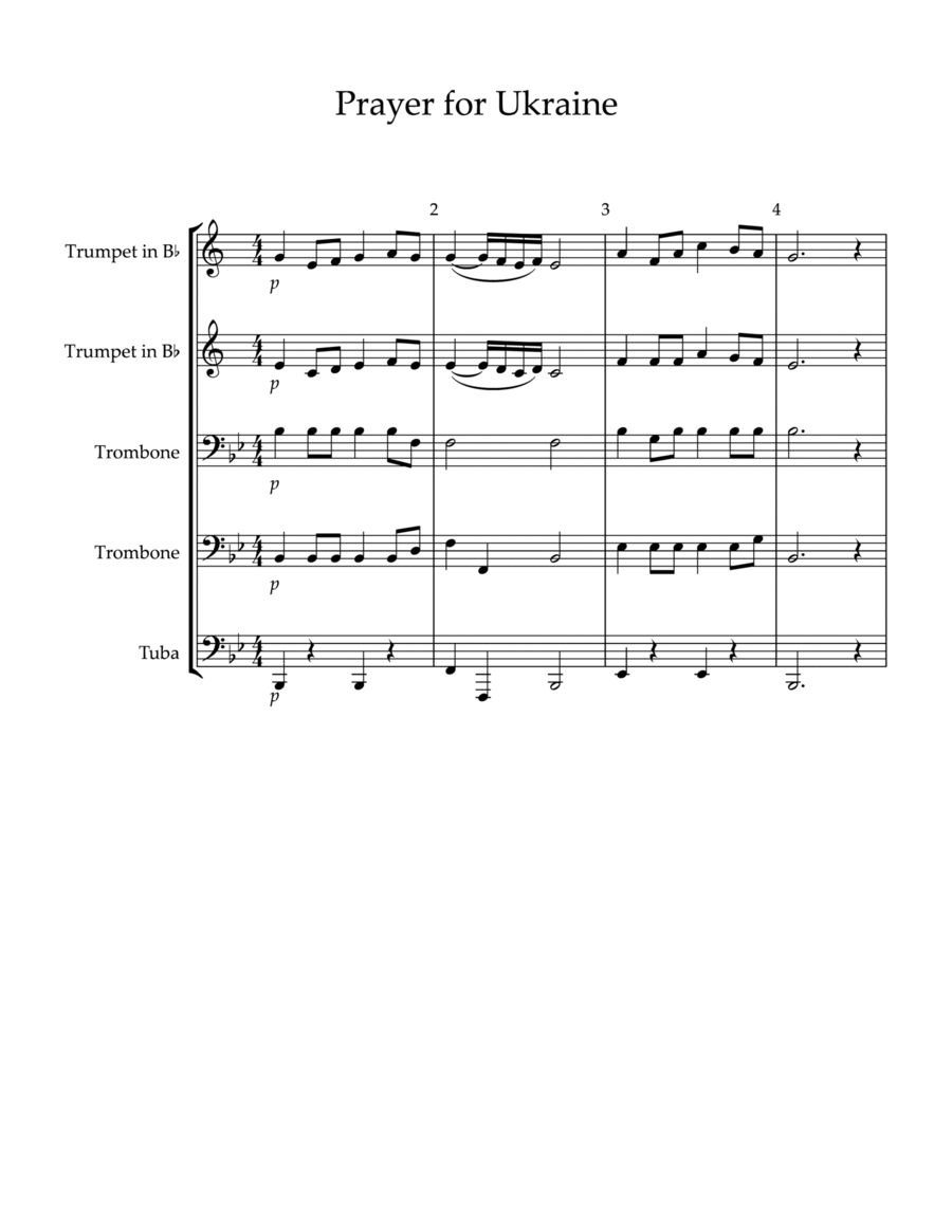 Prayer for Ukraine Prayer for Ukraine Brass Ensemble scores gallery preview page 1