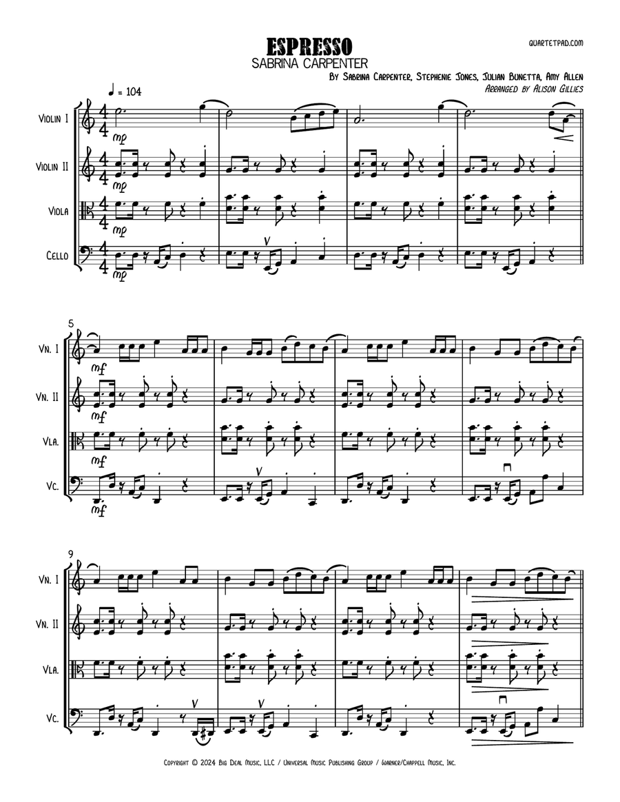 Espresso String Quartet scores gallery preview page 1