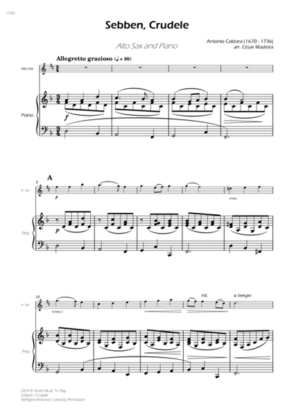 Sebben, Crudele - Alto Sax and Piano (Full Score and Parts) image number null