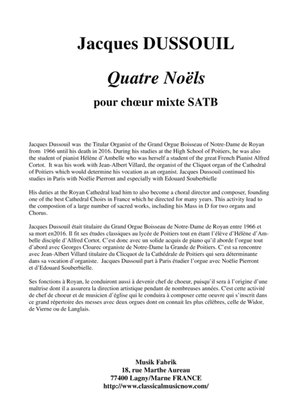 Jacques Dussouil: Quatre Noëls for SATB mixed chorus