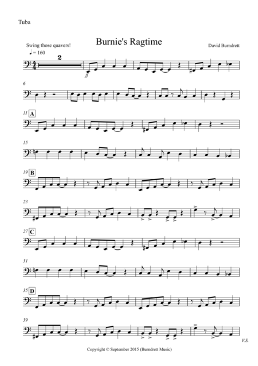 Burnie's Ragtime for Tuba and Piano Brass Duet scores gallery preview page 4