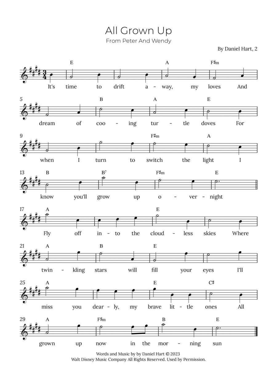 All Grown Up Easy Piano scores gallery preview page 1