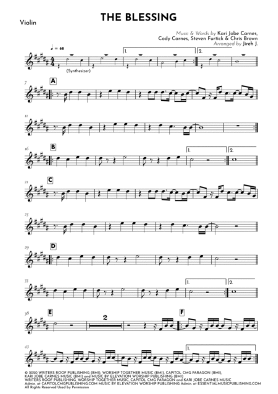 The Blessing Violin Solo scores gallery preview page 2