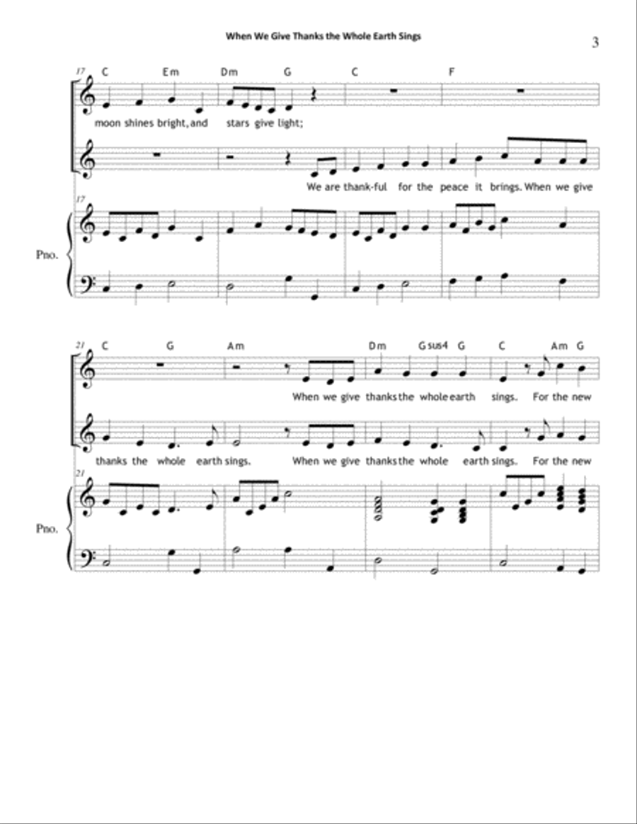 When We Give Thanks the Whole Earth Sings (SA-2-Part) SA scores gallery preview page 3