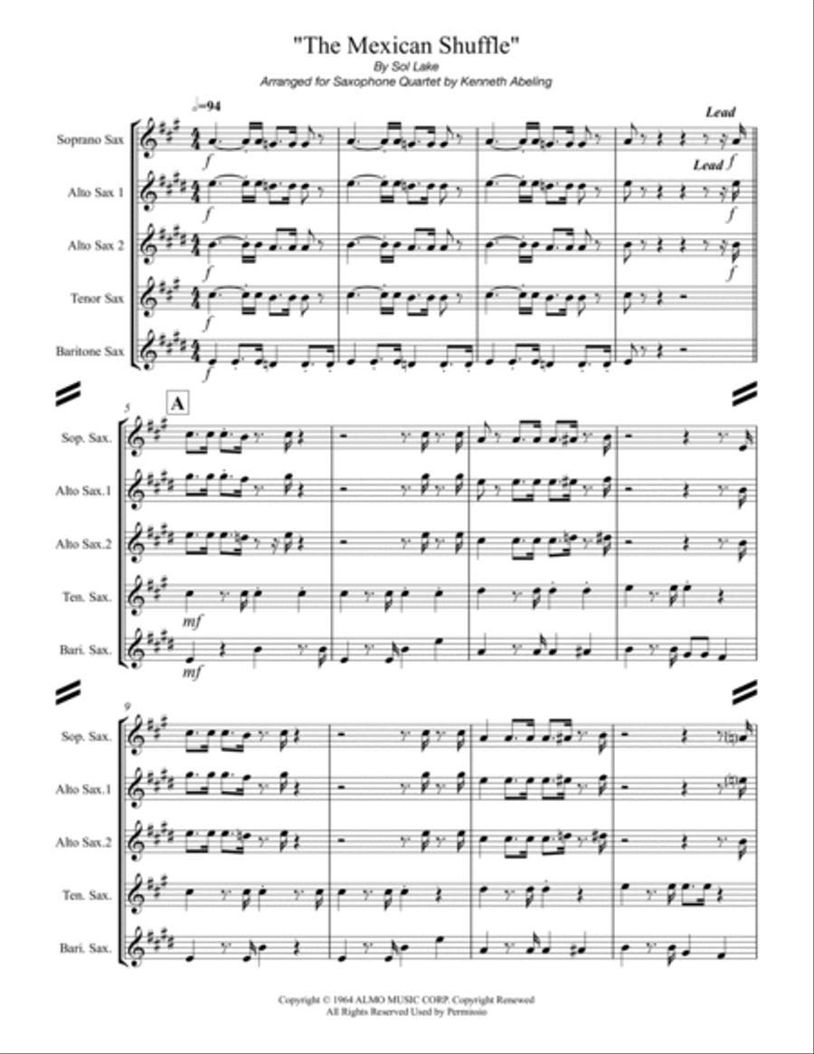 The Mexican Shuffle Saxophone Quartet scores gallery preview page 2