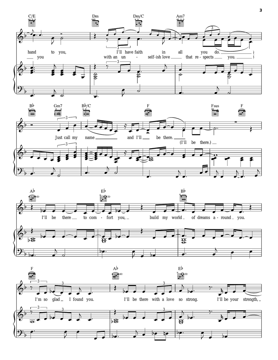 I'll Be There Piano, Vocal, Guitar scores gallery preview page 2