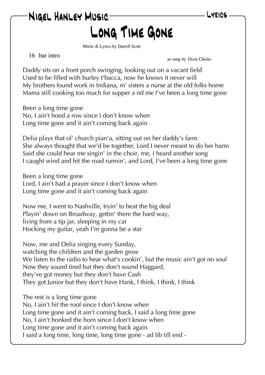 Long Time Gone Cover Band scores gallery preview page 5
