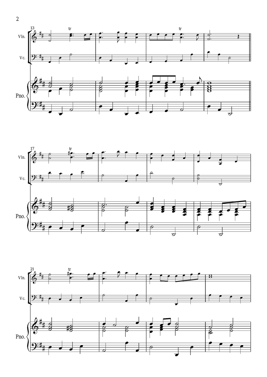 Prince of Denmark's March - Violin, Cello & Piano Trio Piano Trio scores gallery preview page 2