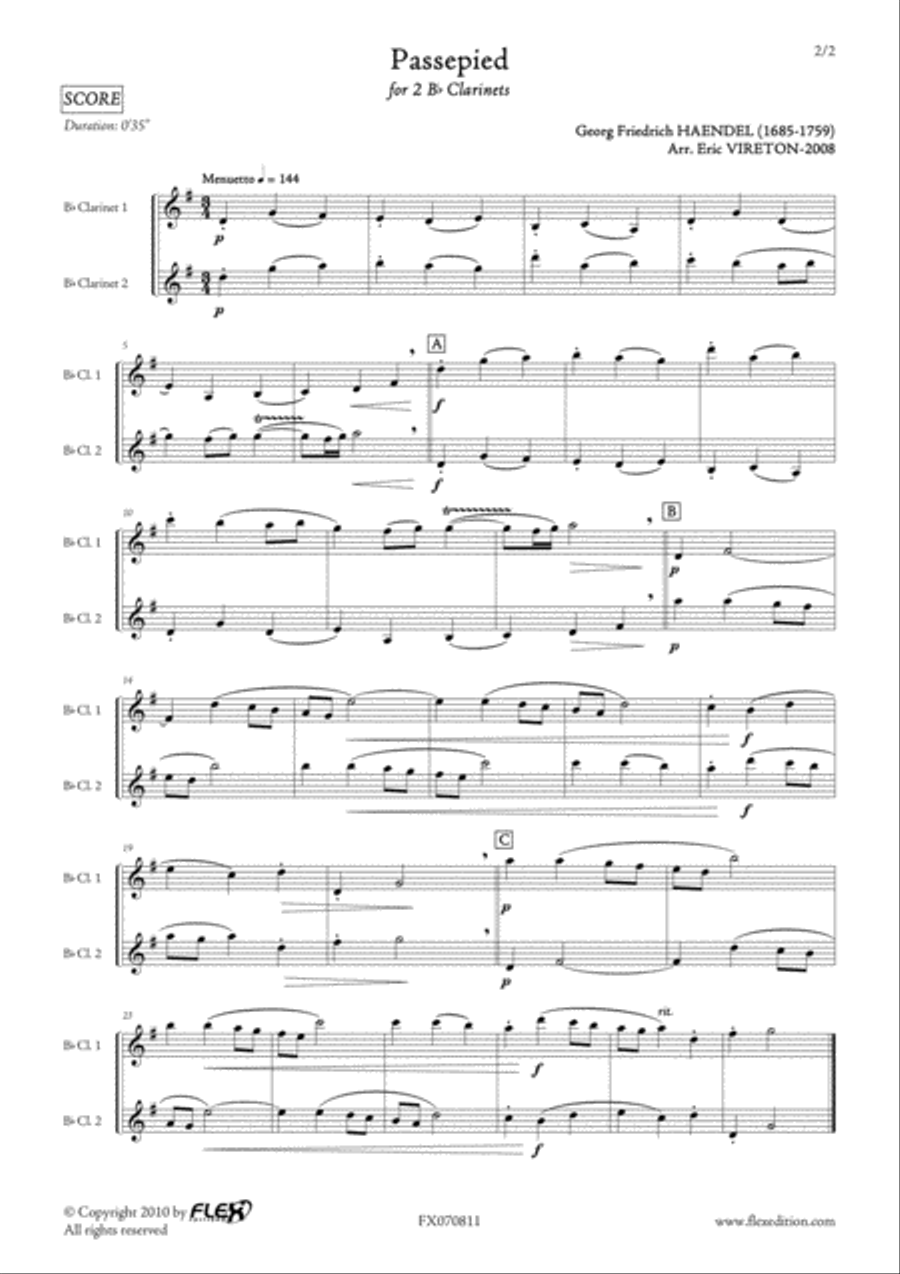 Passepied Passepied Clarinet Duet scores gallery preview page 2